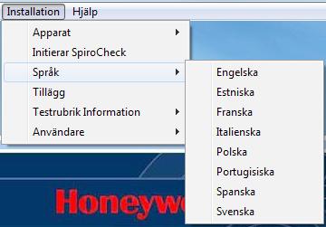 2 MENY - INSTÄLLNINGAR - INITIERAR SPIROCHECK Modelldatabasen kommer vid behov att uppdateras, detta kommer vanligtvis att ske i samband med den årlig kalibrering/service.