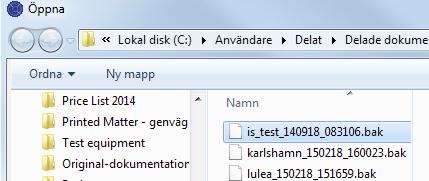 Markera Återställ i fönstret Säkerhetskopiera / Återställ. Kopieringsförlopp visas i rutan i nedre delen av fönstret samt i ett DOS fönster. 2.