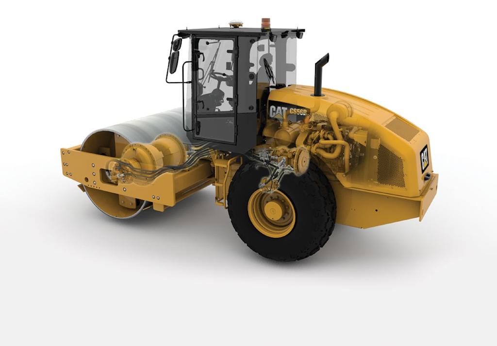 DRIVLINA BEPRÖVAD BACKTAGNINGSFÖRMÅGA, PÅLITLIG DRAGKRAFT. BYGGD FÖR ATT HÅLLA Cat vibrerande jordkompaktorer i produktionsklassen drivs av Cat-motorer med ACERT-teknik 1.
