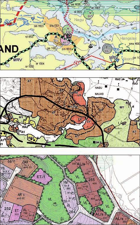 Systemet med de olika planerna Kaavajärjestelmä Planläggningen som reglerar planeringen av områdesanvändningen och byggandet utgår från markanvändnings- och bygglagen.