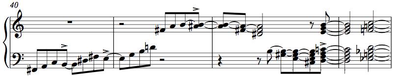 Bildexempel 11 B Här skapas ett rum av uppbyggnad när enbart pianotrion spelar en enkel slinga som skiftar mellan Dm och Bb. Detta kom att bli låtens återkommande ledmotiv.