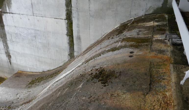 Figur 5. Plats för utborrning av betongkärnor från den övre delen av skibord B vid kraftverk 1. 3.3.2 Kraftverk 2 För utborrning av betongkärnor anlitades Arctic Betonghåltagning.