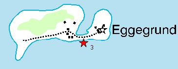 Lokal 3. Eggegrund Datum: 020927 Siktdjup: 6,5 m N 60 43 72 E 17 33 45 Riktning: rakt sydlig Profilen börjar vid vattenytan rakt nedanför ensmärket på det smala näset på ön.