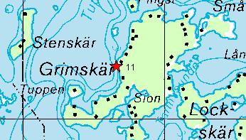 Lokal 11. Grimskär Datum: 02-08-11 Siktdjup: 3,8 m N 61 13 810 E 017 13 895 Riktning: 65/400 Profilen ligger i skyddat läge vid en brant sluttande strand mitt i viken.