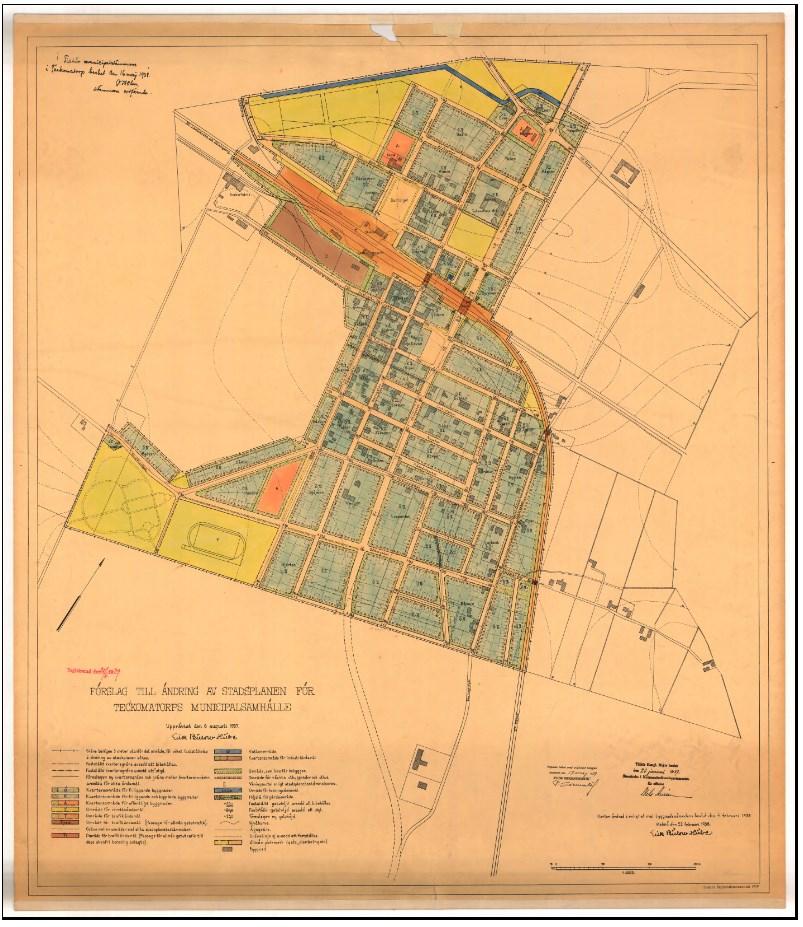 5 (21) Detaljplaner För större delen av planområdet gäller av Kungl. Maj:ts år 1939 beslutad Ändring av stadsplanen för Teckomatorps Municipalsamhälle (12-TEC-116) (kommunens aktnr.