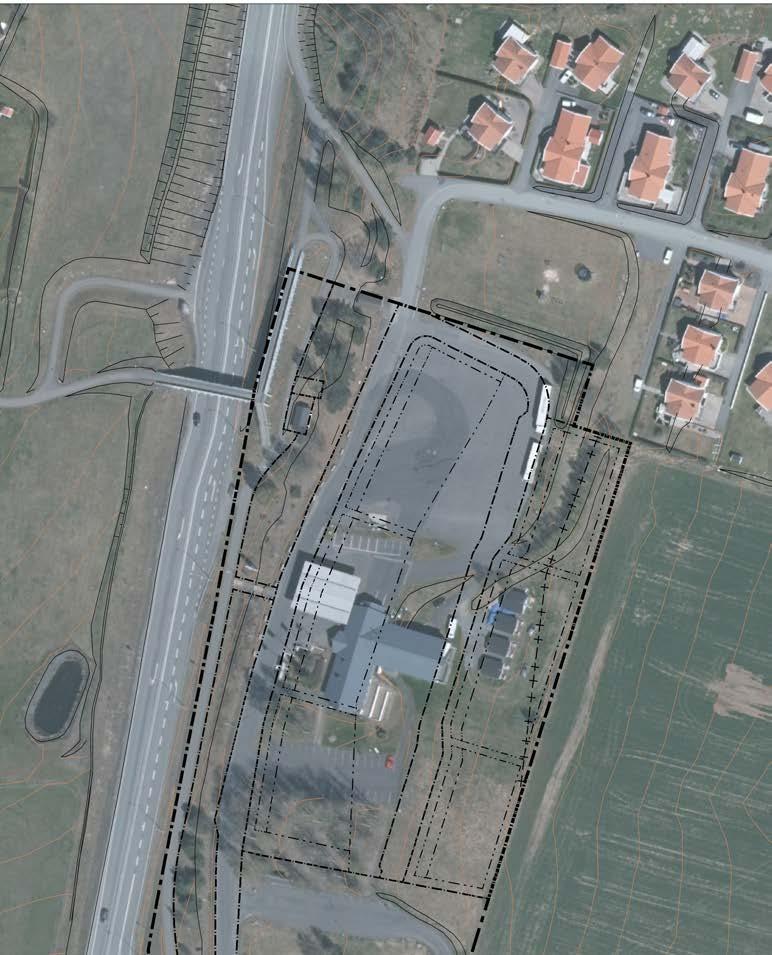 Diarinummr BN 2/32 arkring, varumottag, utfartr Idag finns n uppställningsplats för bussar och lastbilar norr om dn tidigar bnsinstationn. lann är asfaltrad.
