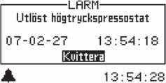 6 720 614 050-20.1D Utlöst högtryckspressostat: Kompressorn stoppas. Aktiveras vid utebliven signal, 240V, på Di2. Manuell återställning vid signal, 240V, på Di2. 8.