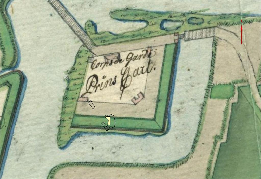 ravelinmur på karta från 1795, Krigsarkivet. Figur 5.