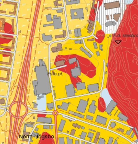 Uppdragsnr: 725925 Uppdragsnamn: Detaljplan Olf Asklunds gata, Götebrgs kmmun GNR: 16088 : 2016-09-30 PM/Geteknik Figur 5.3 Utsnitt av jrdartskartan (SGU) med ungefärligt planmråde markerat i blått.