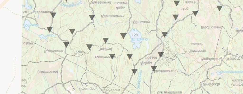 med markeringar för platser där