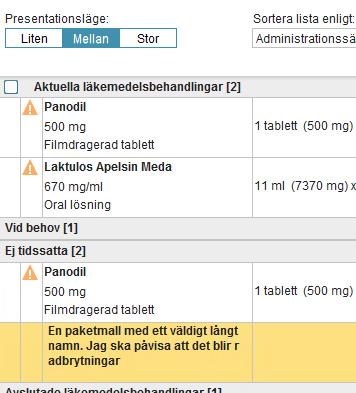 högerklicksmenyn I Läkemedelslistan är