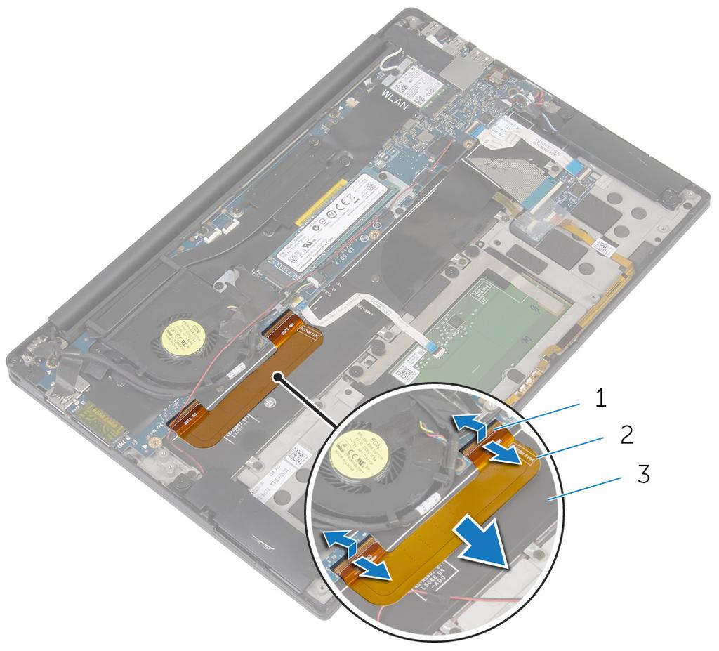 2 Observera hur I/O-kortets kabel är dragen och ta bort kabeln från