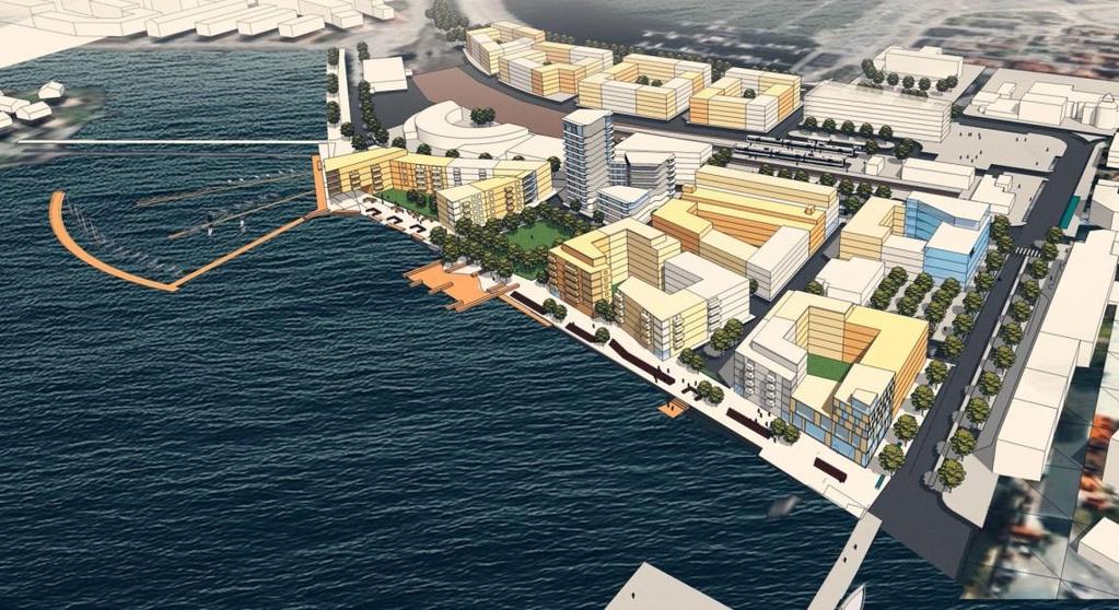 4. Planerad markanvändning Pottholmen planeras att bebyggas med bostäder och kontor. Det finns ett antal förslag på hur området ska utformas.