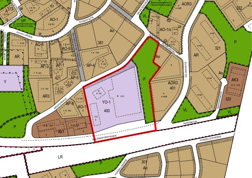 Helsingforsvägen 10, Dp 220 5.6.2018 6(18) 1.2.5 Byggnadsordningen 1.2.6 Byggförbud 1.2.7 Baskartan Bild 3. Utdrag ur detaljplanesammanställningen.