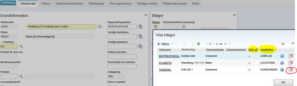 Fyra faktorer spelar in var man bifogar ett dokument: 1. Behov att arkivera på objektet 2. Behörighet för användaren 3.