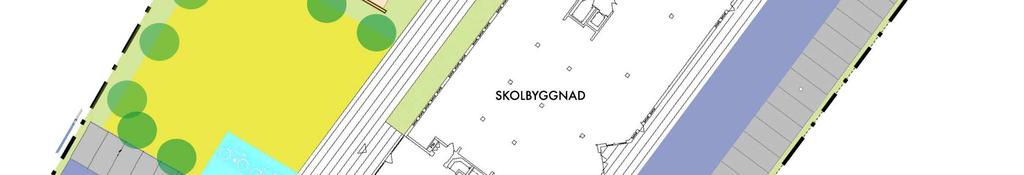 Den största delen av parkeringen koncentreras till den östra sidan av skolbyggnaden för att få en samlad,