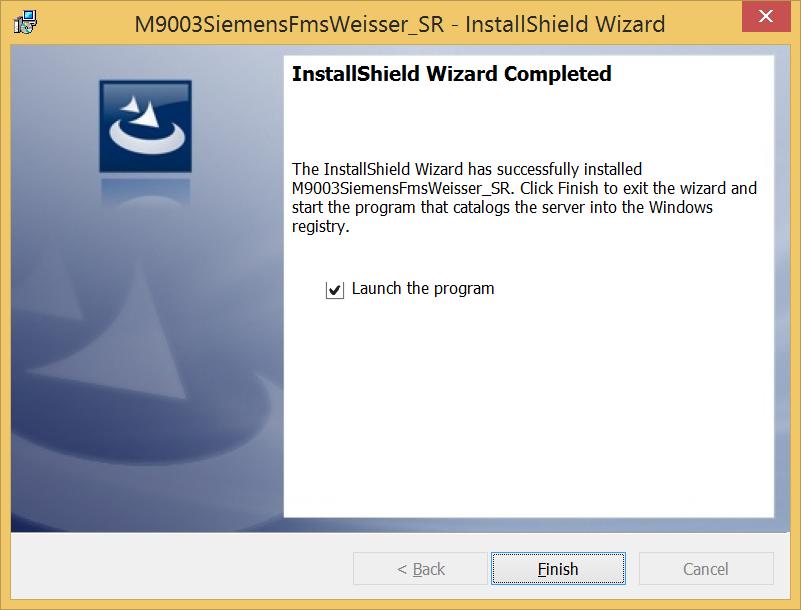 2 Installation av mätstyrningsservern Notera Om M7005 ska kunna starta Servern (M9003SiemensFmsWeisser_SR.exe) måste User Accont Controll (UAC) i Windows sättas lågt.