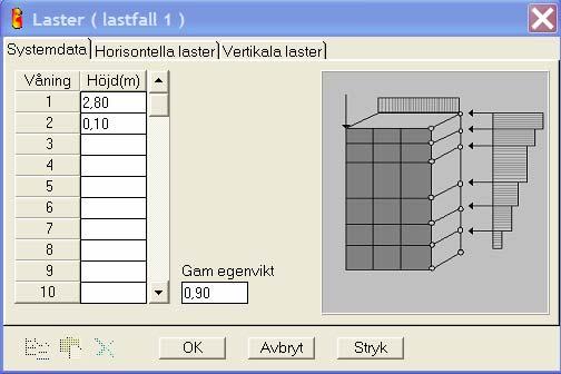 Laster Våningshöjder I fliken systemdata registreras våningshöjder. Våningshöjderna kan vara olika.