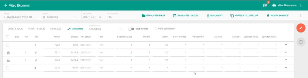 Om du kopierar ett tomt verifikat får du rubrikerna.