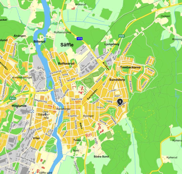 2018-10-15 3 (9) 2 Värderingsobjekt 2.1 Omgivning och vägbeskrivning Värderingsobjektet är beläget i östra delen av Säffle tätort. Fastighetsadressen är Ekvägen 10, 661 43 Säffle.