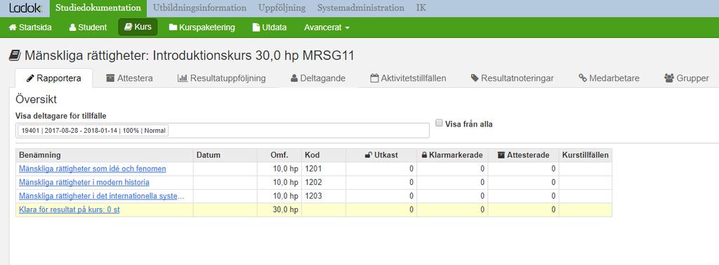 Rapportören kan själv skapa sina resultatnoteringar eller ta hjälp av sin administratör på