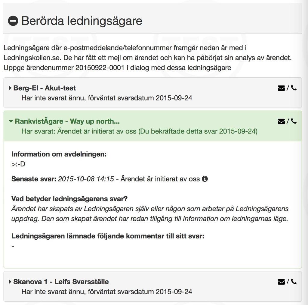 Manualer Eelis Ewert Öppen 2019-07-01 N3 54(69) Du kan klicka på pilarna i vänstermenyn för att fälla ut information om ledningsägaren och avdelningen.