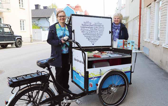 Bibliotek på tre hjul Bli inte förvånad om du träffar på ett rullande bibliotek i sommar! Vaxholms stadsbibliotek har nämligen förstärkt sin uppsökande verksamhet med en eldriven lådcykel.