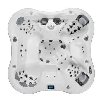 DIMENSION ONE SPAS BAY-SERIEN LOTUS BAY Fantastisk modell som påminner om Sarena Bay i kompakt mått. Ett Bioform liggsäte med vandrande Upper Body Massage och ett Sport Zone Seat.