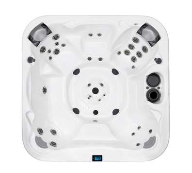 DIMENSION ONE SPAS REFLECTION-SERIEN CALIFORNIAN Stor modell med liggsäte Bioform med Multiportmunstycken. Öppen layout med olika sittdjup för 6 personer.