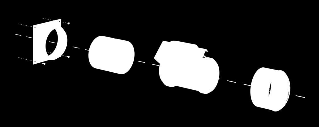 A E D H Montage av Spjäll för frånluft Montera väggplåt (A) över öppning för frånluft. Montera nippel (E), motordrivet spjäll (D) och trådnätsgaller (H).