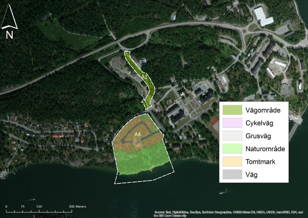 Figur 3-1. Förslag till markanvändning för delområde A1 och A4 från detaljplan upprättad 2017-01-03 reviderad: 2017-01-25, Dp 408.