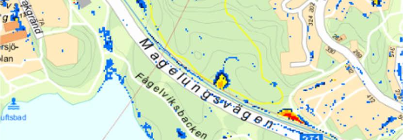 Tre i befintliga banvall norr om Magelungsvägen och den fjärde väster om planområdet utanför Lidl.