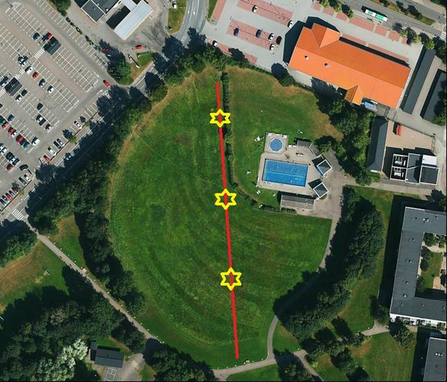 7 Geosondering Geosondering har utförts i tre punkter, se placering i figur 7. För närmre beskrivning av metod och tolkning se PM i bilaga 5.