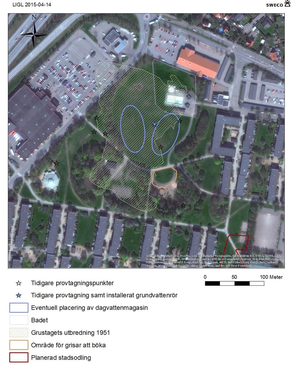 ICA Maxi Figur 3: Fokusområden för den kompletterande undersökningen. I figuren syns även de tidigare provtagningspunkterna. 4.