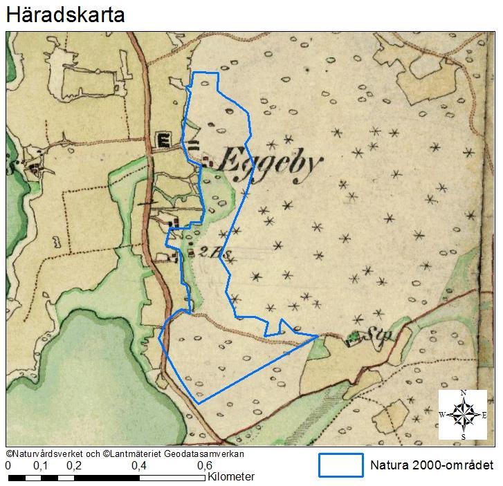 Natura 2000-område Natura 2000-kod Diarienummer Sida 22 av 23 Häradskartan, från slutet av 1800-talet, visar att