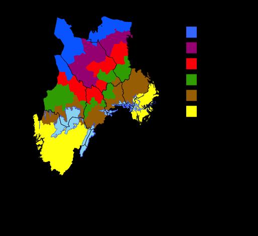 Figur 3. Biogeografiska regioner i mellersta RFO.