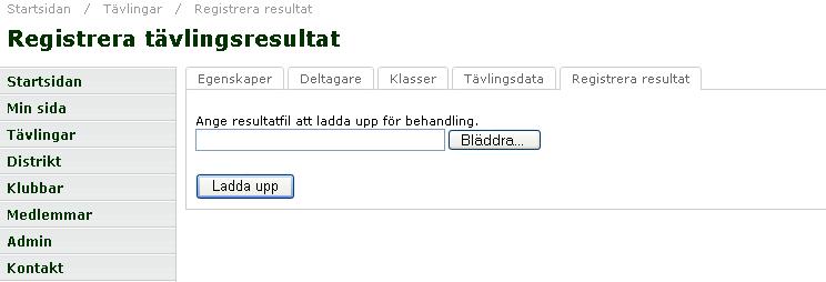 Klicka på Tävlingsdata (röd ruta nedan) 5. För att rapportera in resultatet måste du klicka på knappen Markera. (röd pil) 6.