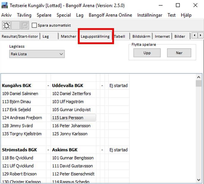 3.21 Starta tävlingen När du har lagt in all data och kommit till tävlingsdagen, är det dags att starta tävlingen. Klicka på menyvalet Tävling och välj Starta tävling.