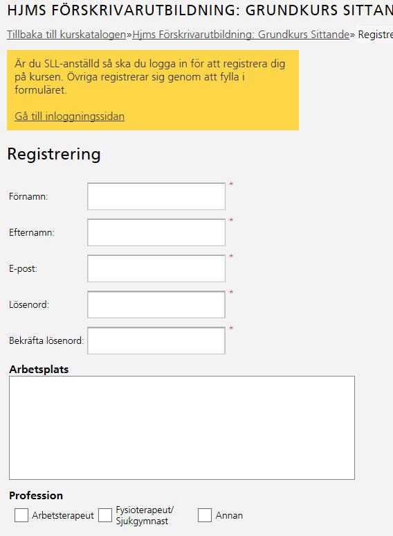 Längre ned på samma sida ser du varje kommande kurstillfälles datum,tid, plats, antal lediga platser och sista dag att anmäla sig genom Lärtorget.