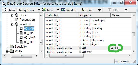 Building Designer -> Datagroup Buidling Components -> Edit Catalogs Högerklick på
