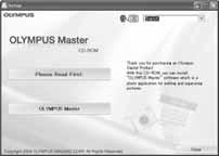 2 Klicka på»olympus Master». Installationsfönstret för QuickTime visas. QuickTime krävs för att använda OLYMPUS Master.