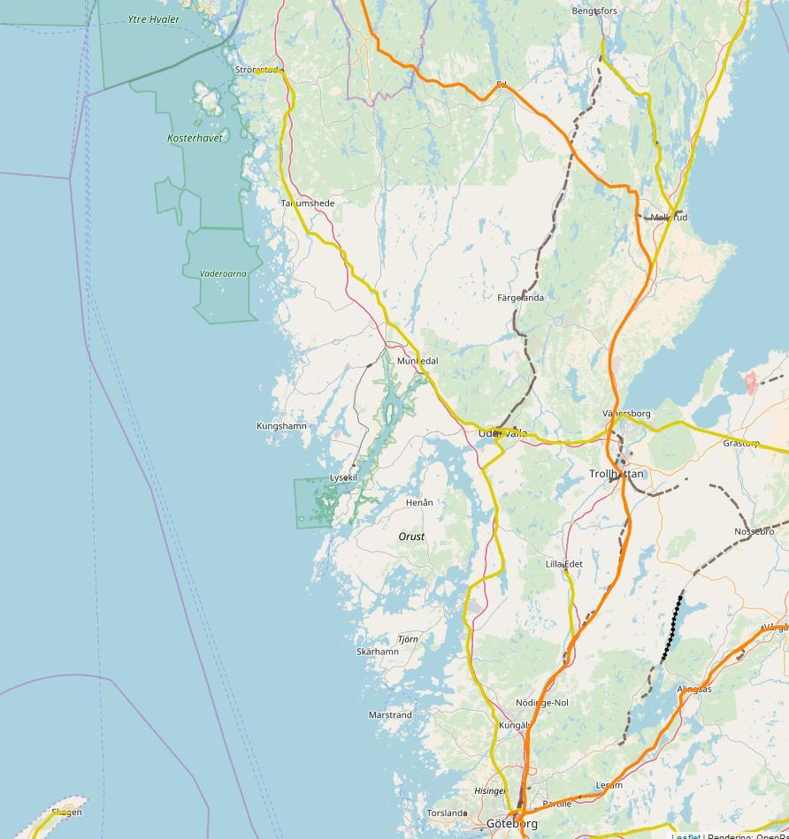 Restid med tåg: Ed Ed Göteborg 76 minuter