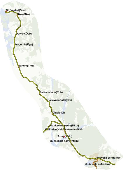 Norra Bohusbanan Byte av växlar i Tanum, Dingle, Munkedal och Uddevalla Kontaktledningsbyte Munkedal-Uddevalla Hastighetshöjning Skee -