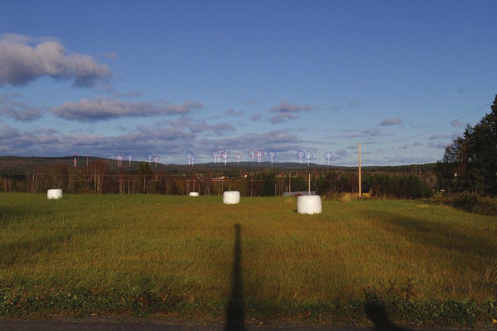 Guxås: Fotomontage där vindkraftverken markeras med