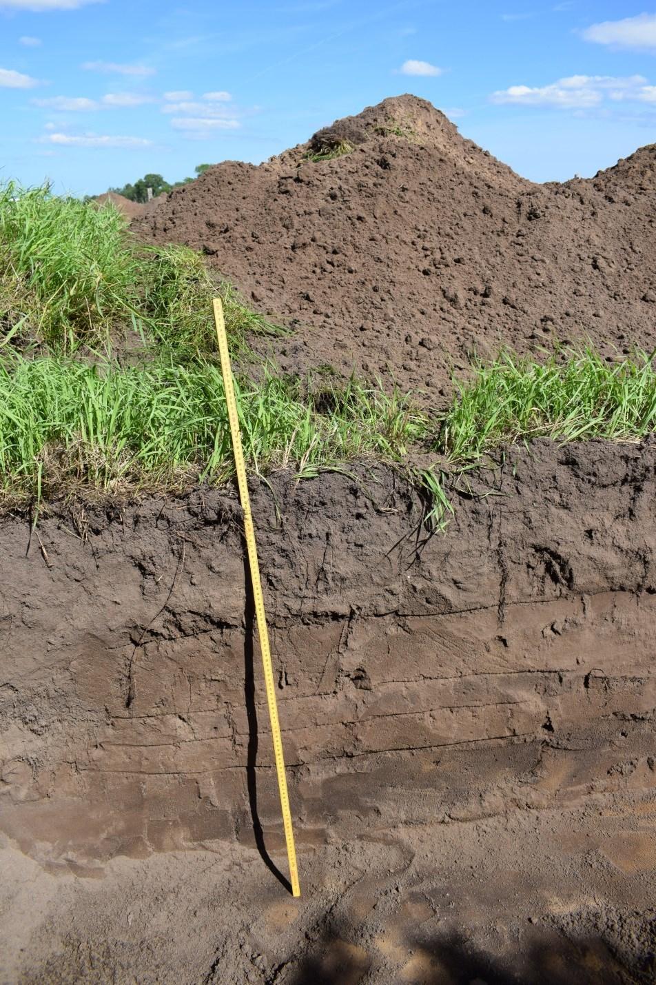 boplatslämningar. Matjorden var tämligen tjock i området och det fanns lager av fossilmatjord som täckte lämningarna (fig. 6-7).