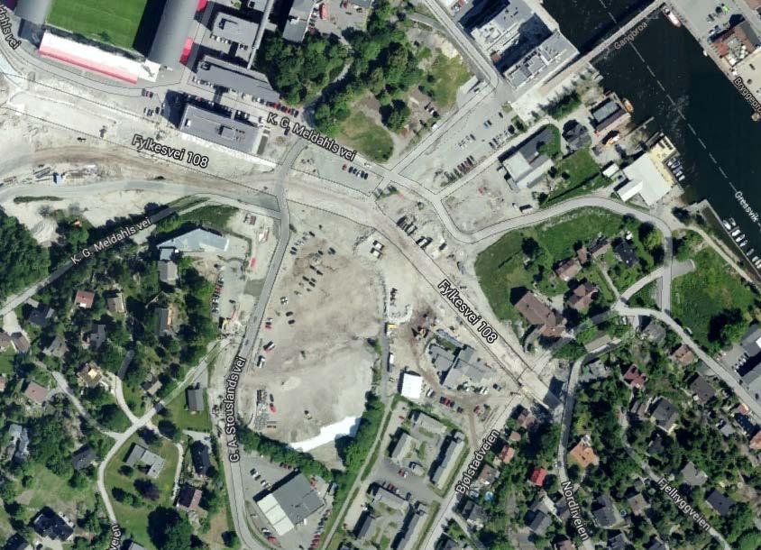 Översikt över eplateringsmrådet för Værste, undersökningsmrådet är markerat med röd markering.