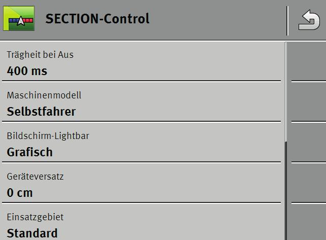 Parameternummer Beteckning Värde 38 par_sectioncontrolgpsonimplement_bit 1 830 par_steerreartrailerlength_mm 4750 757