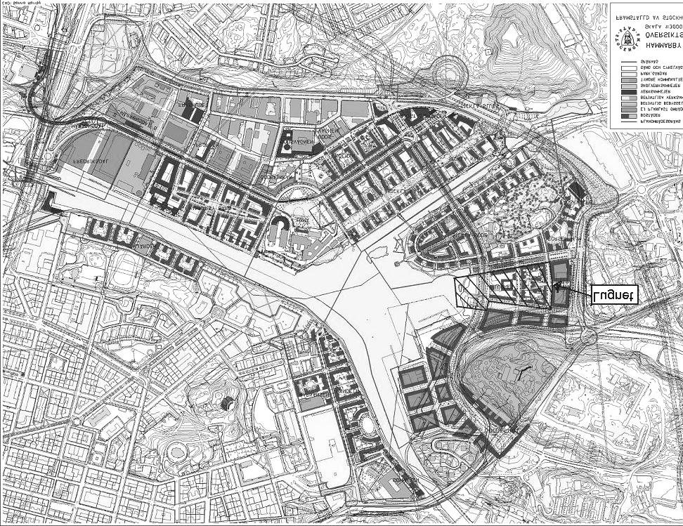 Lugnet Överiktplan Hammarby Sjötad Planförlaget berör fatigheten Södra Hammarbyhamnen 1:3 i Stockholm kommun. All mark inom området äg av Stockholm tad.