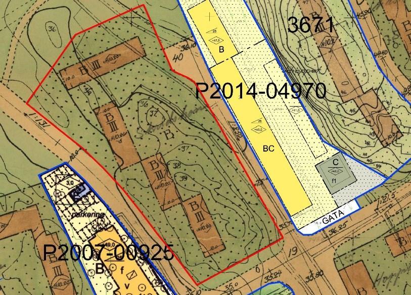 Sida 4 (13) Gällande detaljplan Stadsplan Pl 3285A, fastställd 1947. Marken får inte bebyggas på platsen för det nu föreslagna bostadshuset.