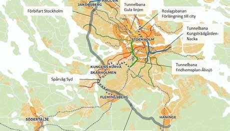 kollektivtrafikförbindelser mellan de sydöstra delarna av centrala stadskärnan (östra Södermalm och Nacka) och de två regionala stadskärnorna Kista- Sollentuna-Häggvik respektive Barkarby-Jakobsberg.